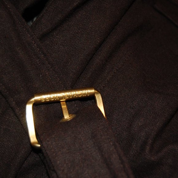 Michael Kors Women's Brown Linen/Rayon Safari Style Jacket W/Belt Size 14 - Picture 10 of 11